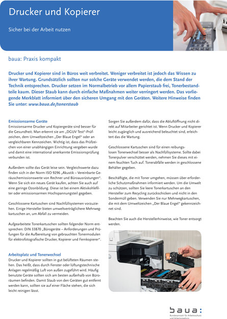 Cover der Broschüre »Drucker und Kopierer - Sicher bei der Arbeit nutzen«