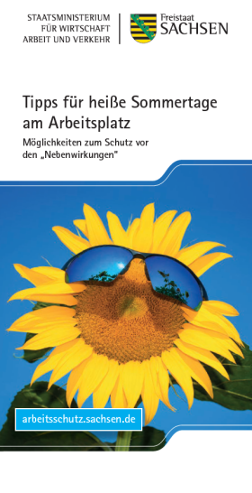 Titelblatt der barrierefreien Publikation „Tipps für heiße Sommertage am Arbeitsplatz“