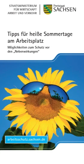 Titelblatt der barrierefreien Publikation »Tipps für heiße Sommertage am Arbeitsplatz«